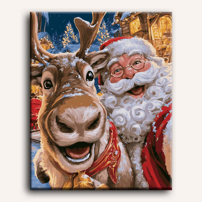 Malen nach Zahlen - Weihnachtsmann & Rudolph Selfie