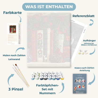 Malen nach Zahlen - Stechpalmen-Bücherregal