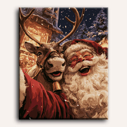 Malen nach Zahlen - Mitternachts-Selfie mit dem Weihnachtsmann