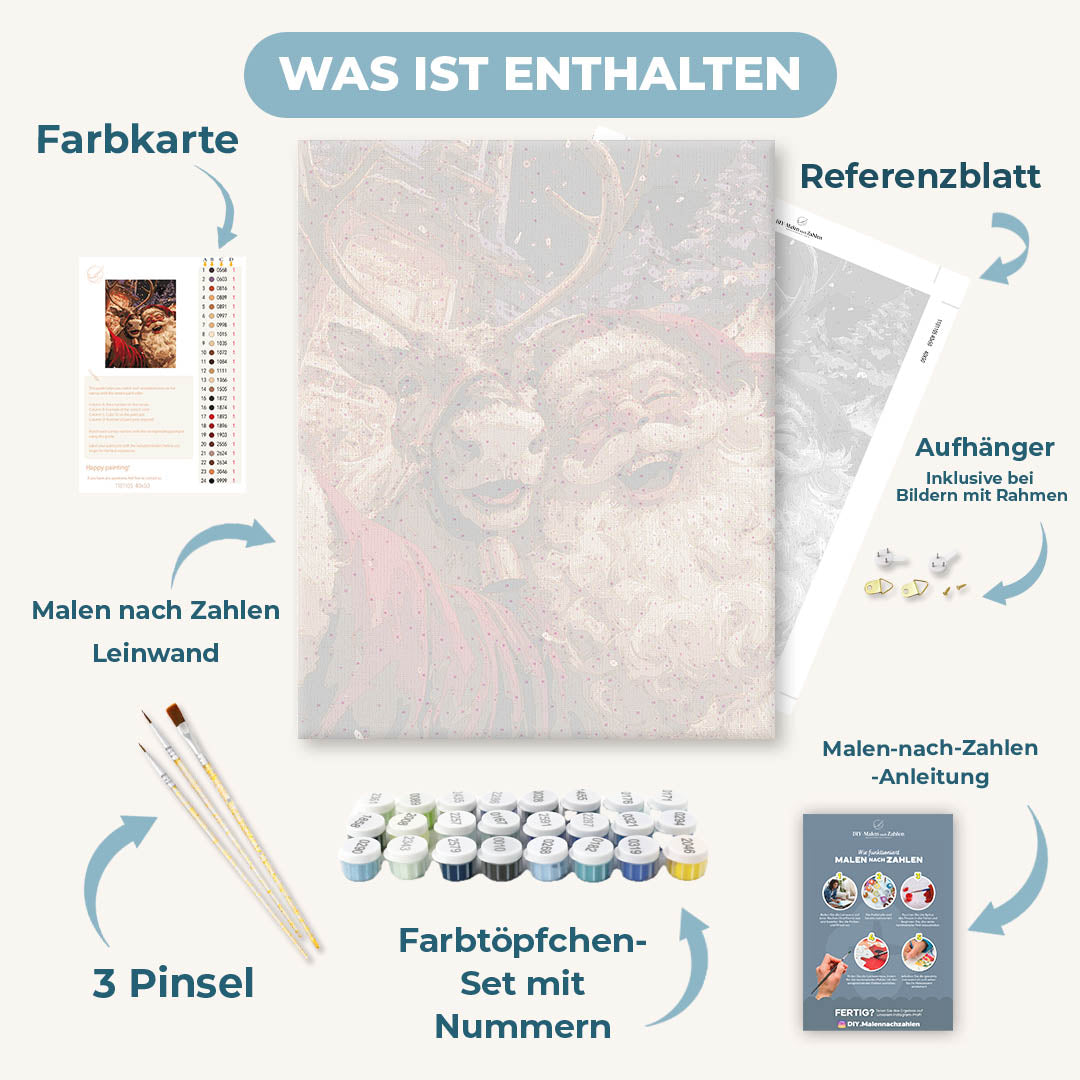 Malen nach Zahlen - Mitternachts-Selfie mit dem Weihnachtsmann