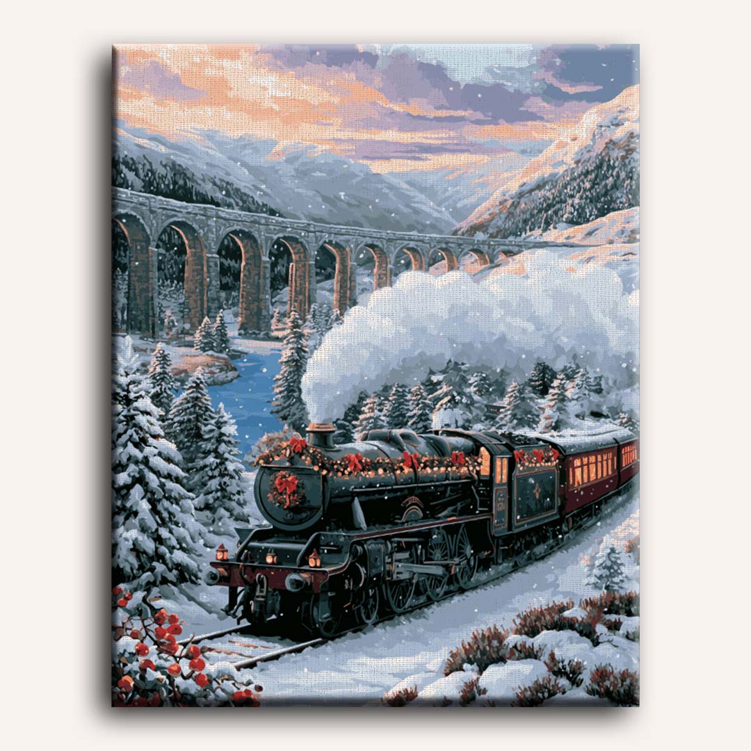 Malen nach Zahlen - Eingeschneiter Express