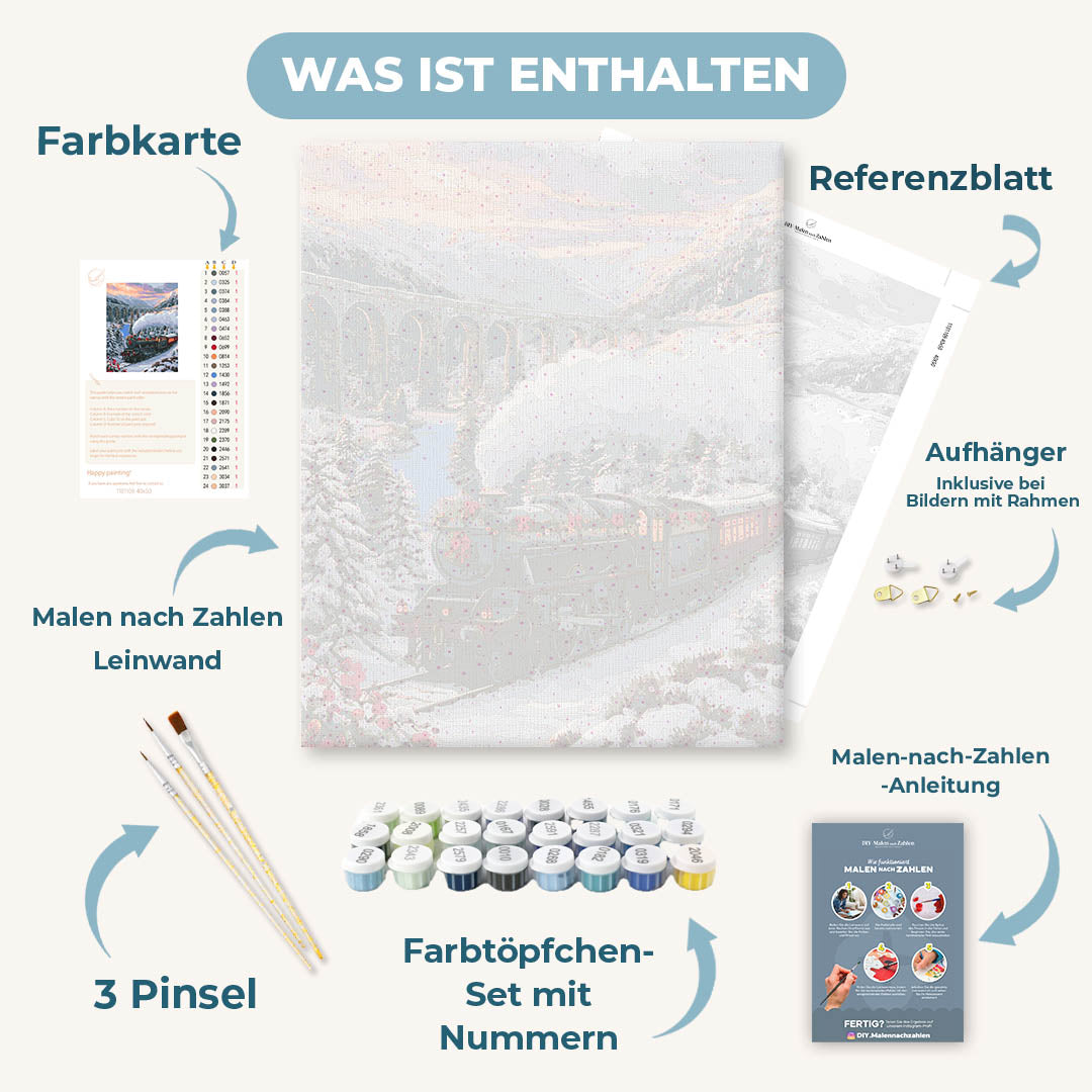 Malen nach Zahlen - Eingeschneiter Express