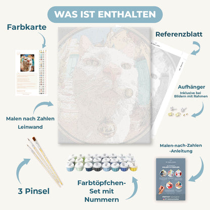 Malen nach Zahlen - Katze aus der Fischaugen-Perspektive
