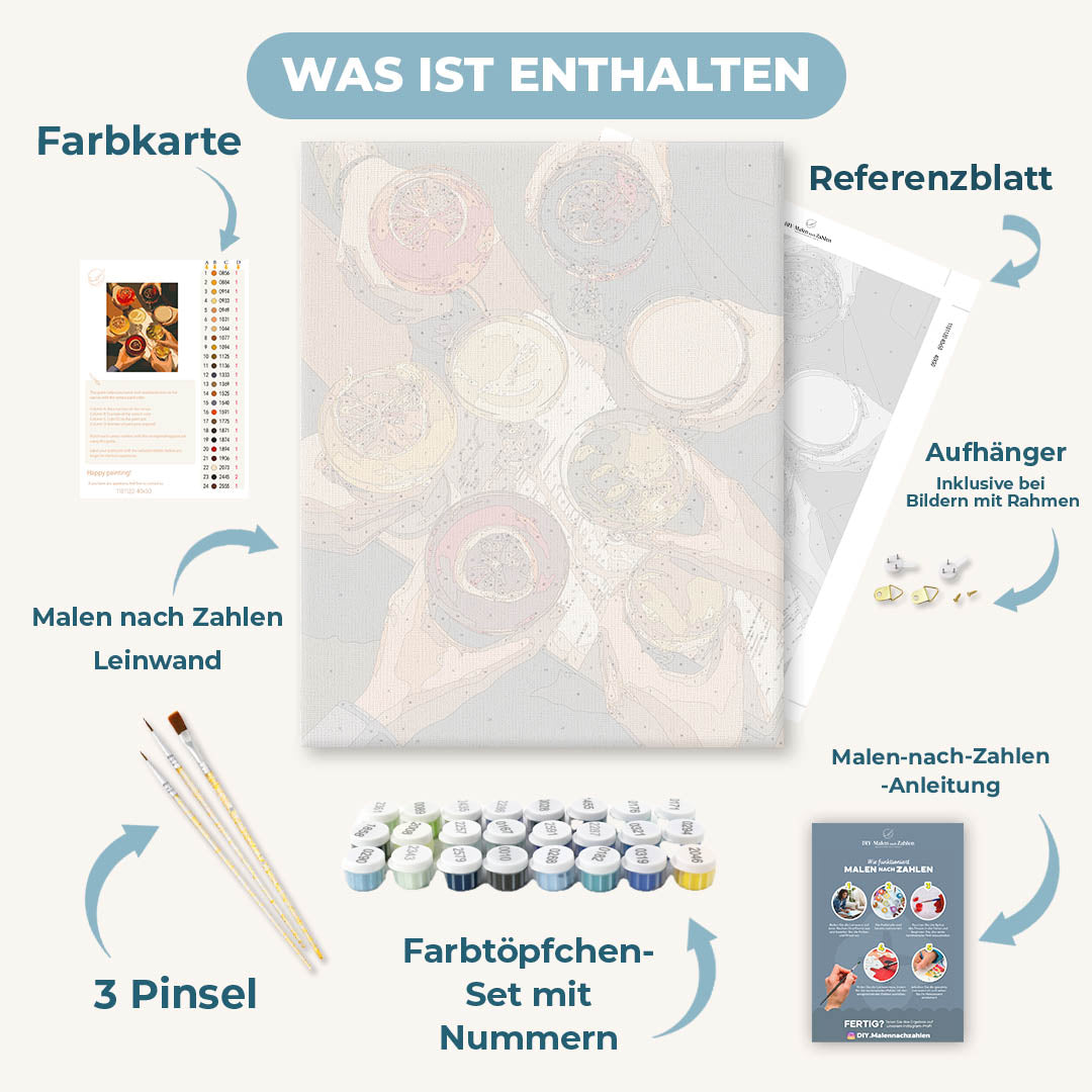 Malen nach Zahlen - Prost von oben