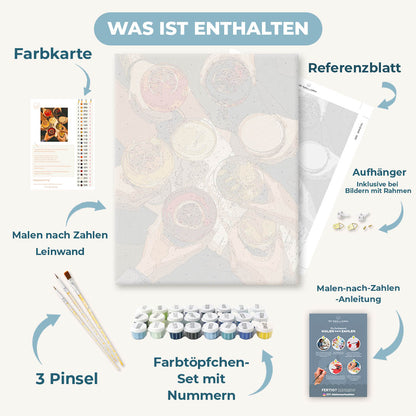 Malen nach Zahlen - Prost von oben