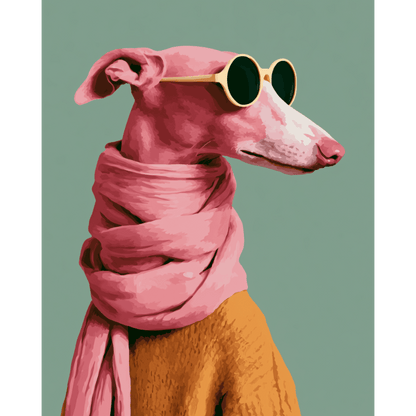Malen nach Zahlen - Cooler Flamingo-Welpe - Malen nach Zahlen
