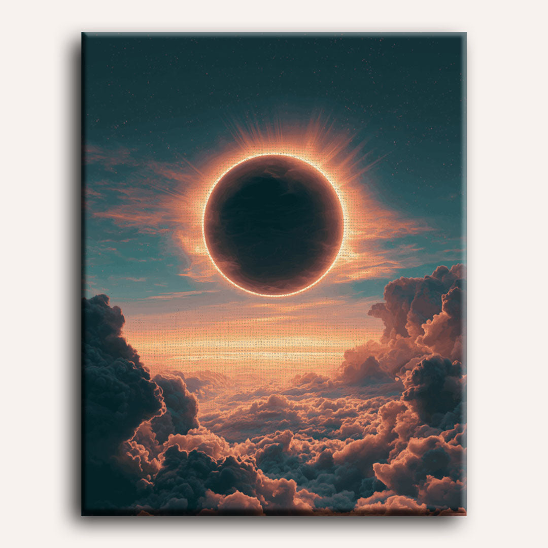 Malen nach Zahlen - Sonnenfinsternis über den Wolken