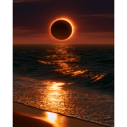 Malen nach Zahlen - Sonnenfinsternis über dem Meer - Malen nach Zahlen
