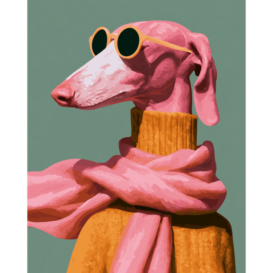 Malen nach Zahlen - Flamingo-Hund im Chic - Malen nach Zahlen