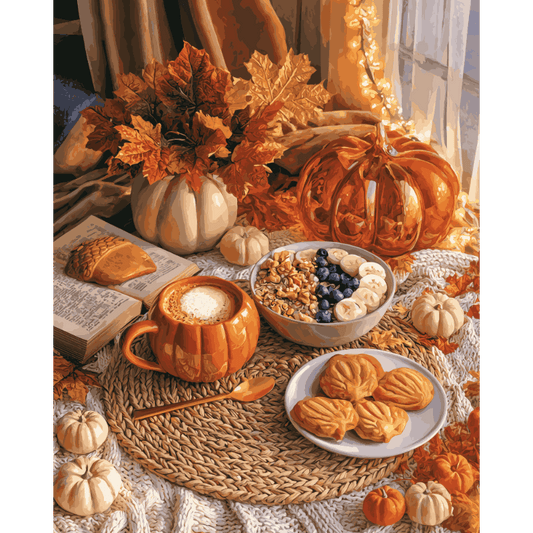 Malen nach Zahlen - Pumpkin Spice Flatlay - Malen nach Zahlen