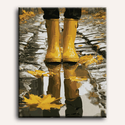 Malen nach Zahlen - Gummistiefel-Spiegelung