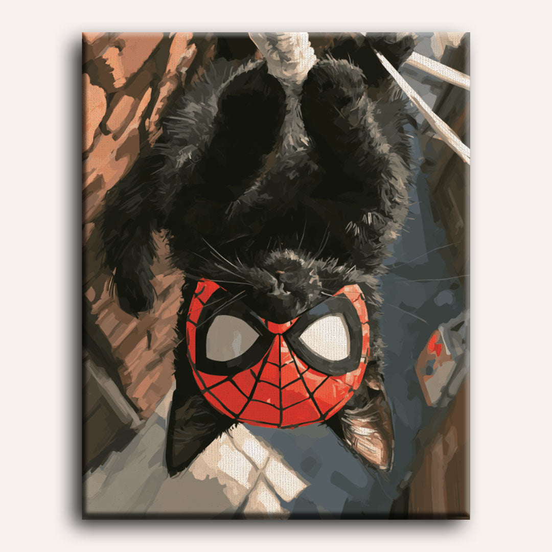 Malen nach Zahlen - Spider-Katze an der Schaukel
