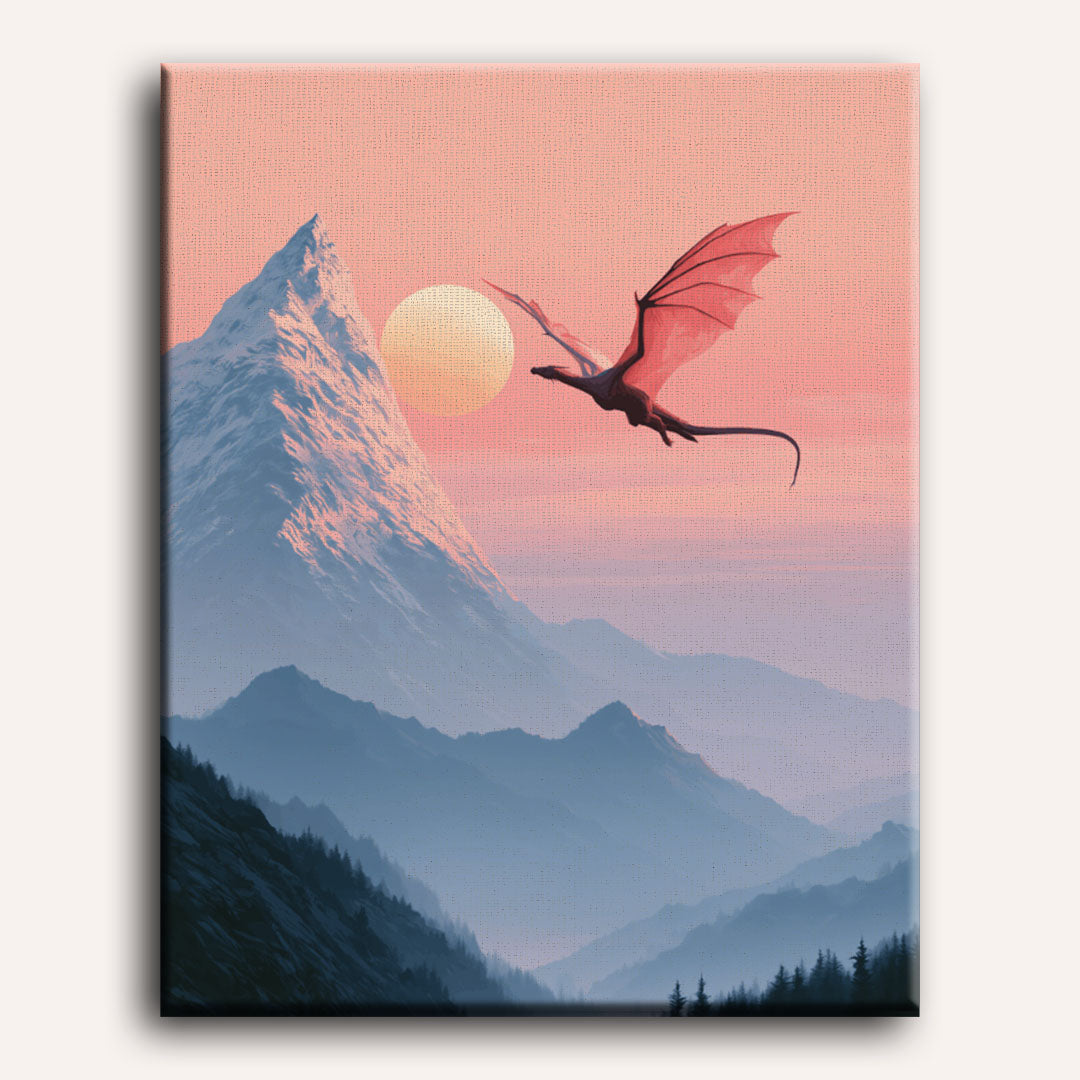 Malen nach Zahlen - Drachenflug bei Sonnenaufgang