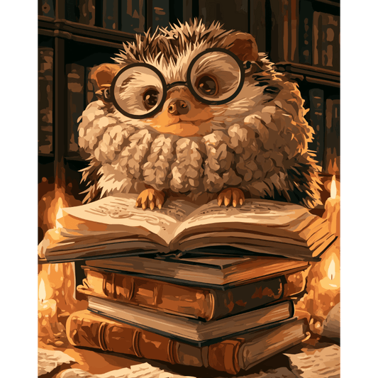 Malen nach Zahlen - Der lesende Igel - Malen nach Zahlen