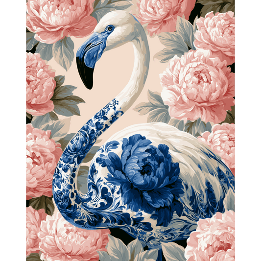 Malen nach Zahlen - Flamingo & Pfingstrosen - Malen nach Zahlen