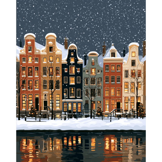 Malen nach Zahlen - Mitternacht an der Gracht - Malen nach Zahlen