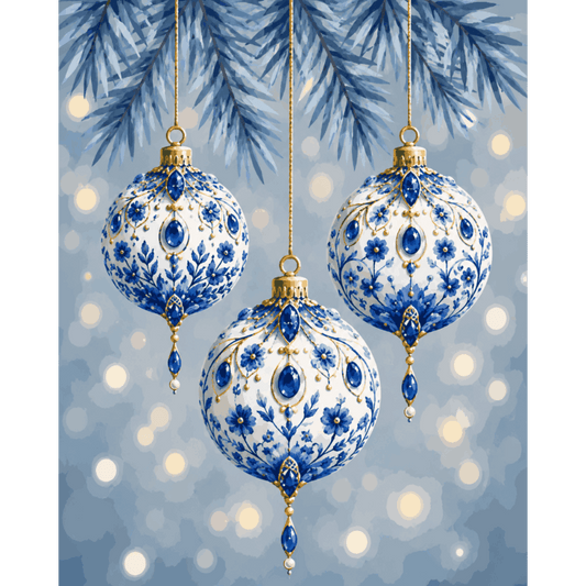 Malen nach Zahlen - Delfter Weihnachtskugeln - Malen nach Zahlen