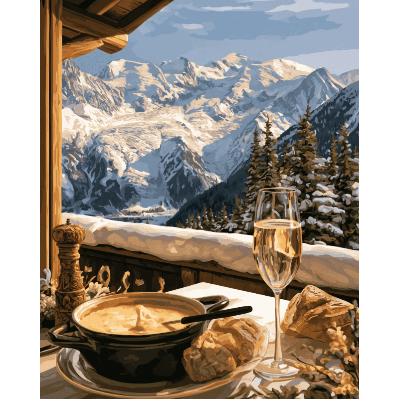 Malen nach Zahlen - Alpiner Fondue-Blick