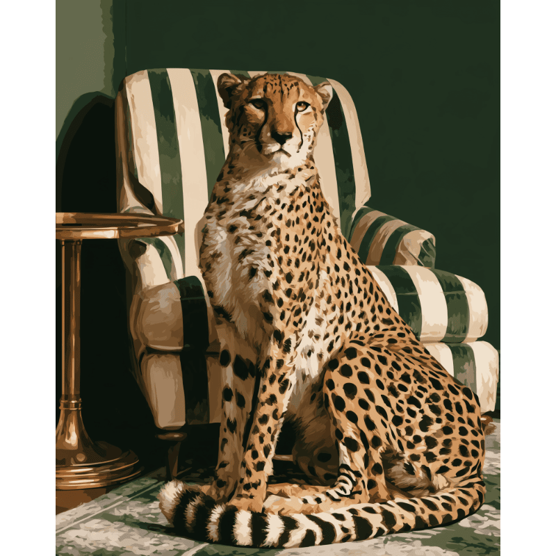 Malen nach Zahlen - Gepard im Sessel