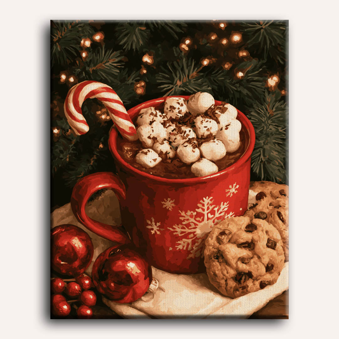 Malen nach Zahlen - Weihnachtliche Kakaotasse