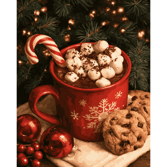 Malen nach Zahlen - Weihnachtliche Kakaotasse