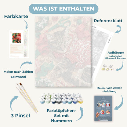 Malen nach Zahlen - Gemütliches Weihnachtskätzchen