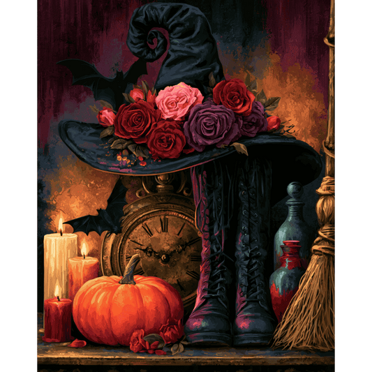 Malen nach Zahlen - Herbstlicher Hexenaltar