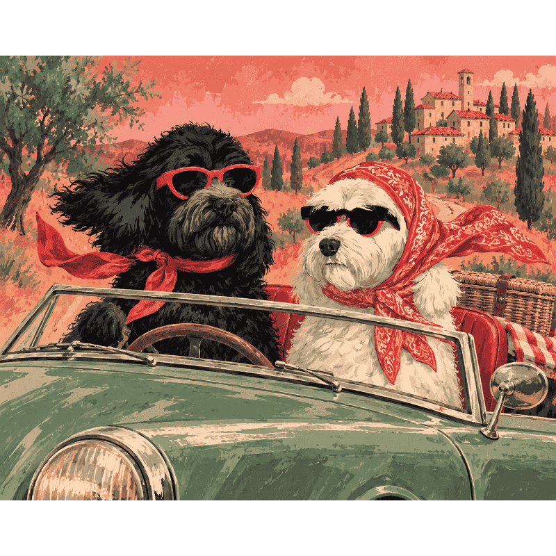 Malen nach Zahlen - Der Hunde-Roadtrip
