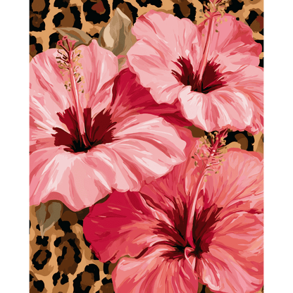 Malen nach Zahlen - Hibiskus auf Leopardenmuster