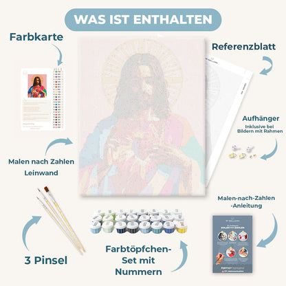 Malen nach Zahlen - Heiligstes Herz in Farbe