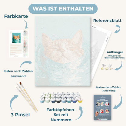 Malen nach Zahlen - Schwimmende Ingwerkatze