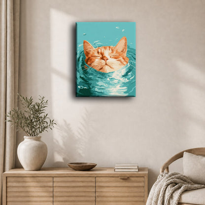 Malen nach Zahlen - Schwimmende Ingwerkatze