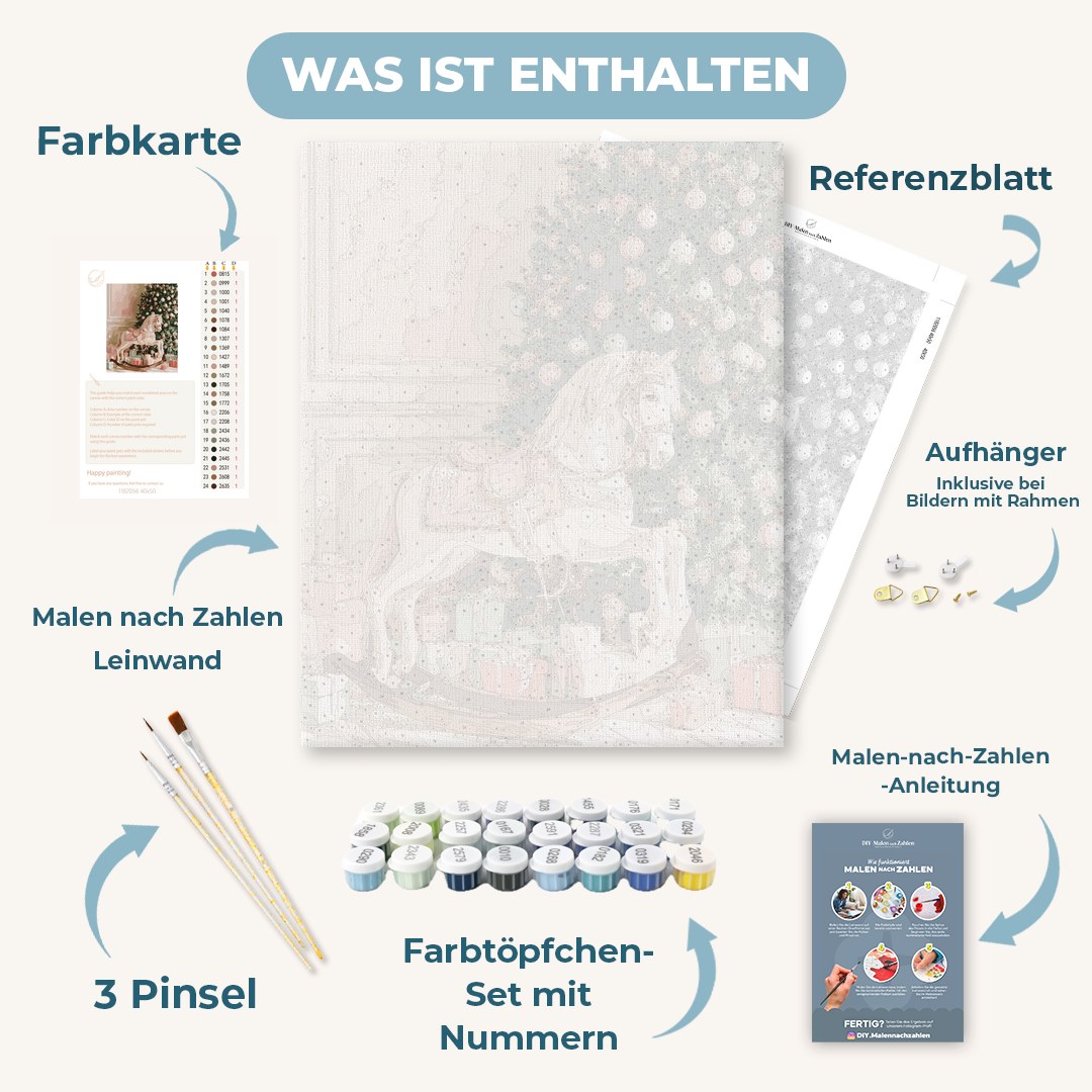 Malen nach Zahlen - Pastell-Schaukelpferd