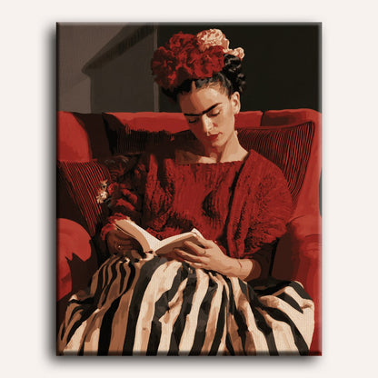Malen nach Zahlen - Lesende Frida