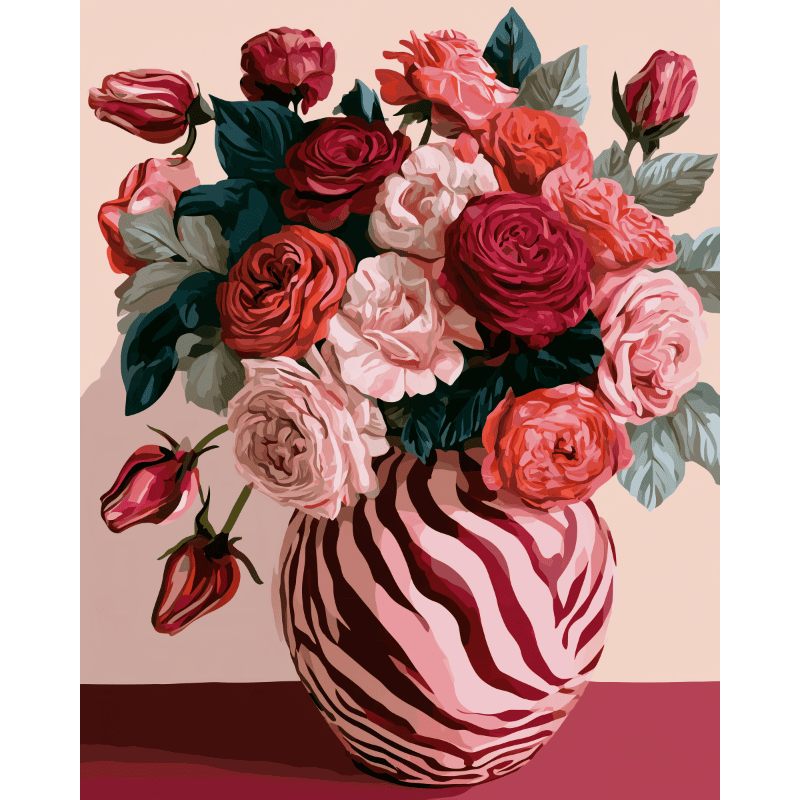 Malen nach Zahlen - Rosen in Zebrastreifen