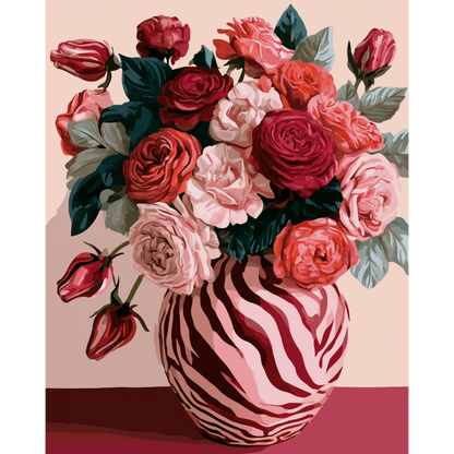 Malen nach Zahlen - Rosen in Zebrastreifen