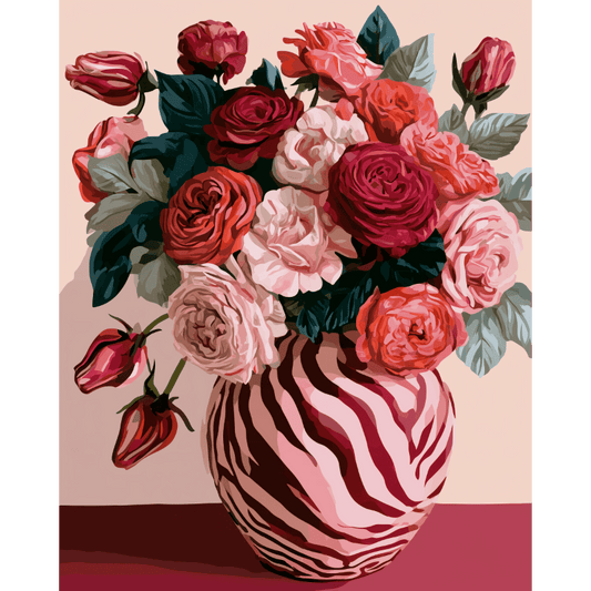 Malen nach Zahlen - Rosen in Zebrastreifen