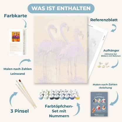 Malen nach Zahlen - Violetter Flamingo in der Dämmerung