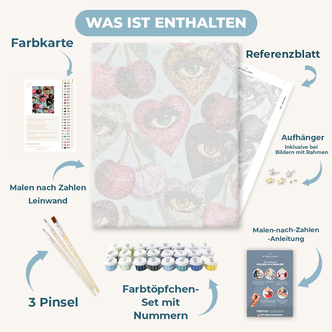 Malen nach Zahlen - Disco-Augen & Kirschen