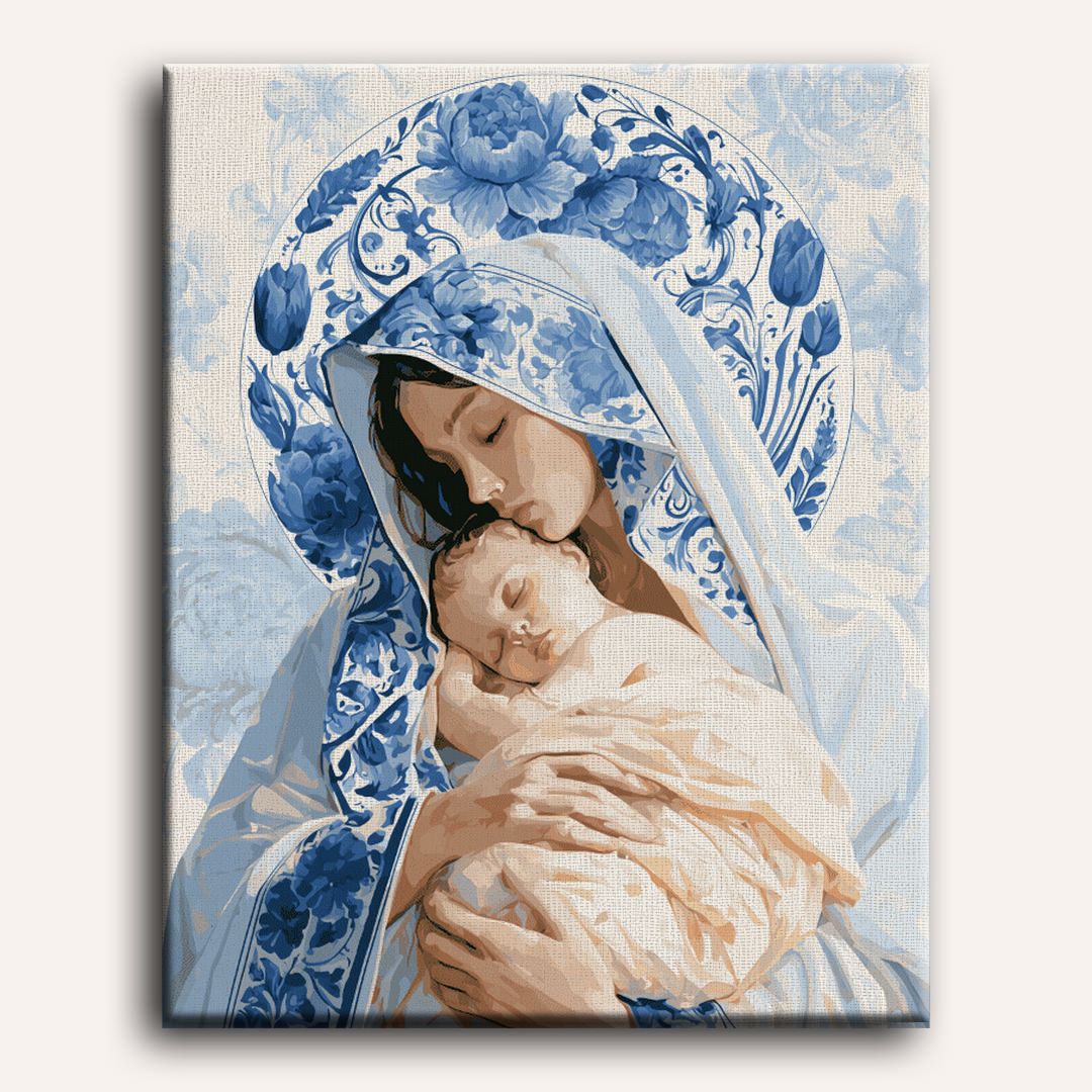 Malen nach Zahlen - Madonna in blauen Pfingstrosen