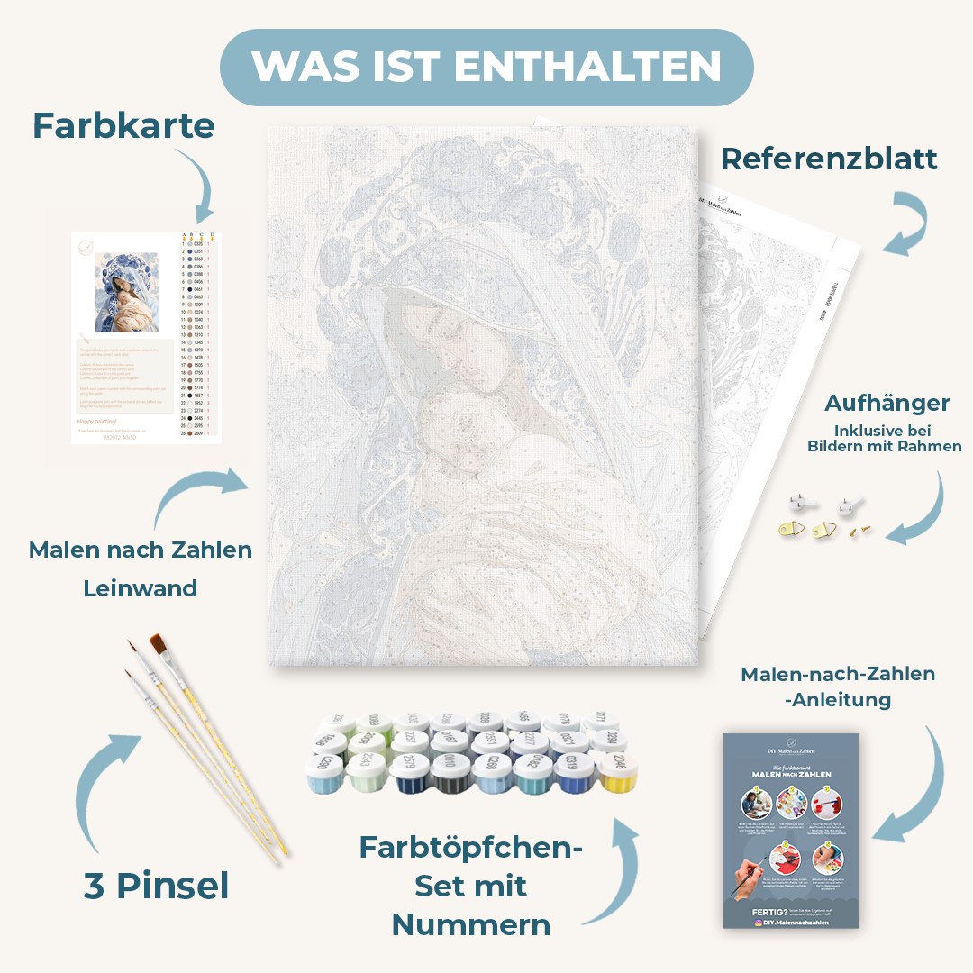 Malen nach Zahlen - Madonna in blauen Pfingstrosen