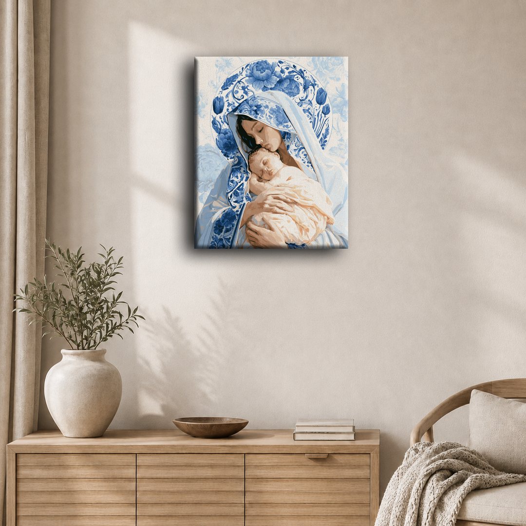 Malen nach Zahlen - Madonna in blauen Pfingstrosen