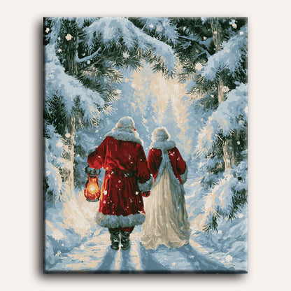 Malen nach Zahlen - Weihnachtsmanns verschneiter Spaziergang