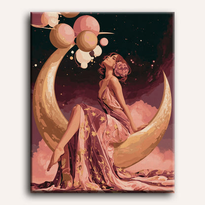 Malen nach Zahlen - Roségold-Mondträumerin