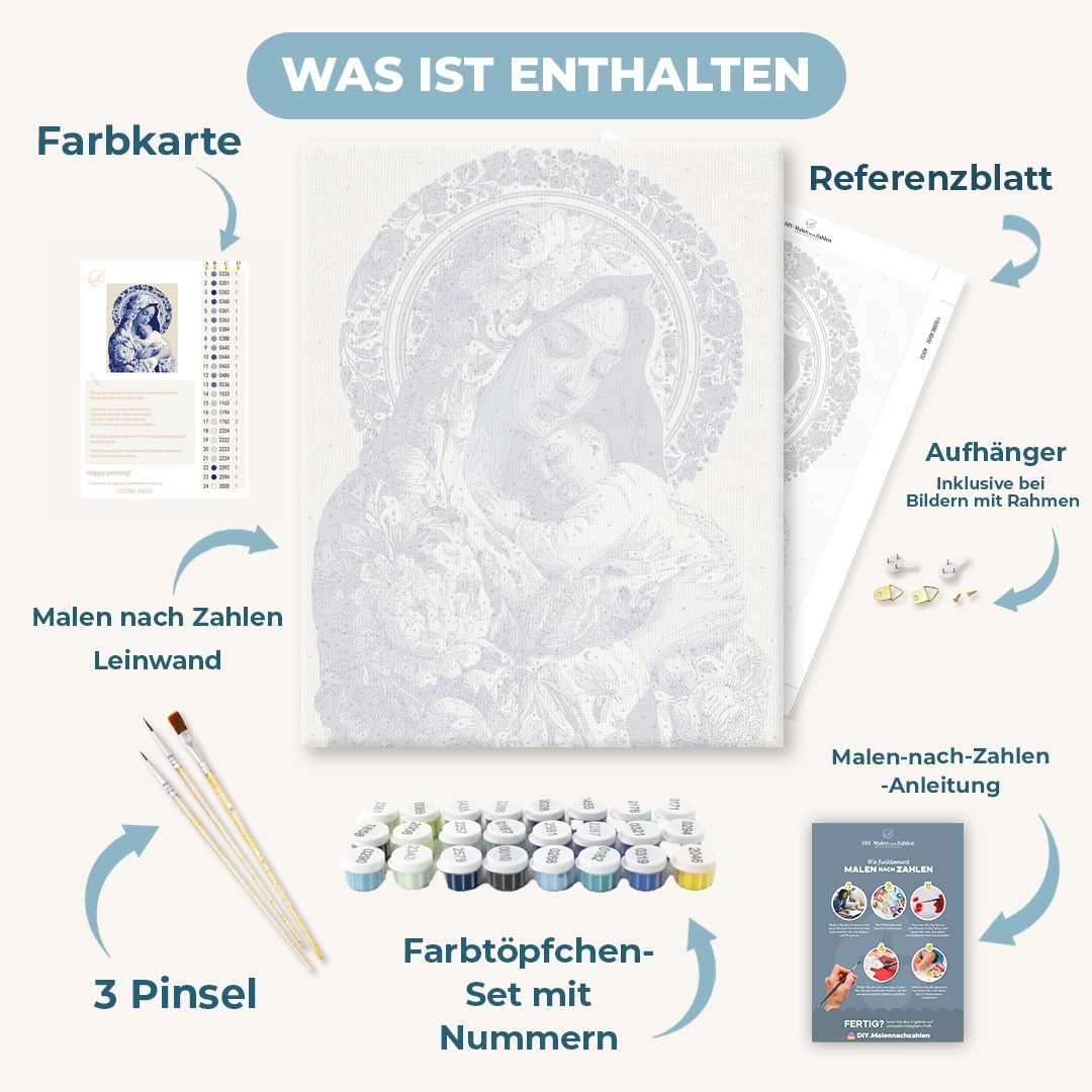 Malen nach Zahlen - Delfter Madonna mit Kind