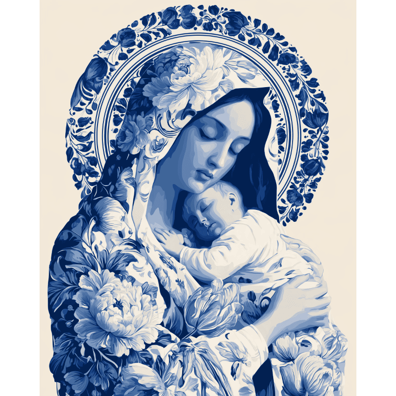 Malen nach Zahlen - Delfter Madonna mit Kind