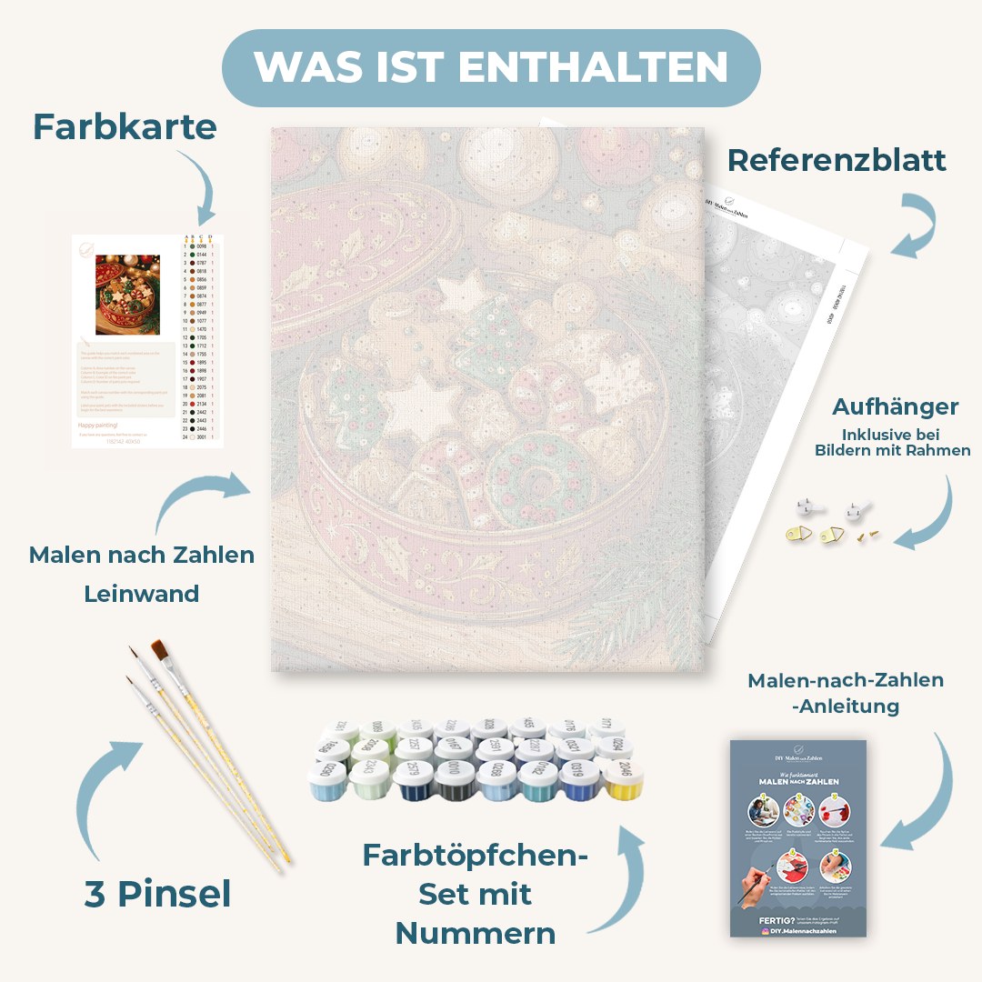 Malen nach Zahlen - Rot-goldene Keksdose