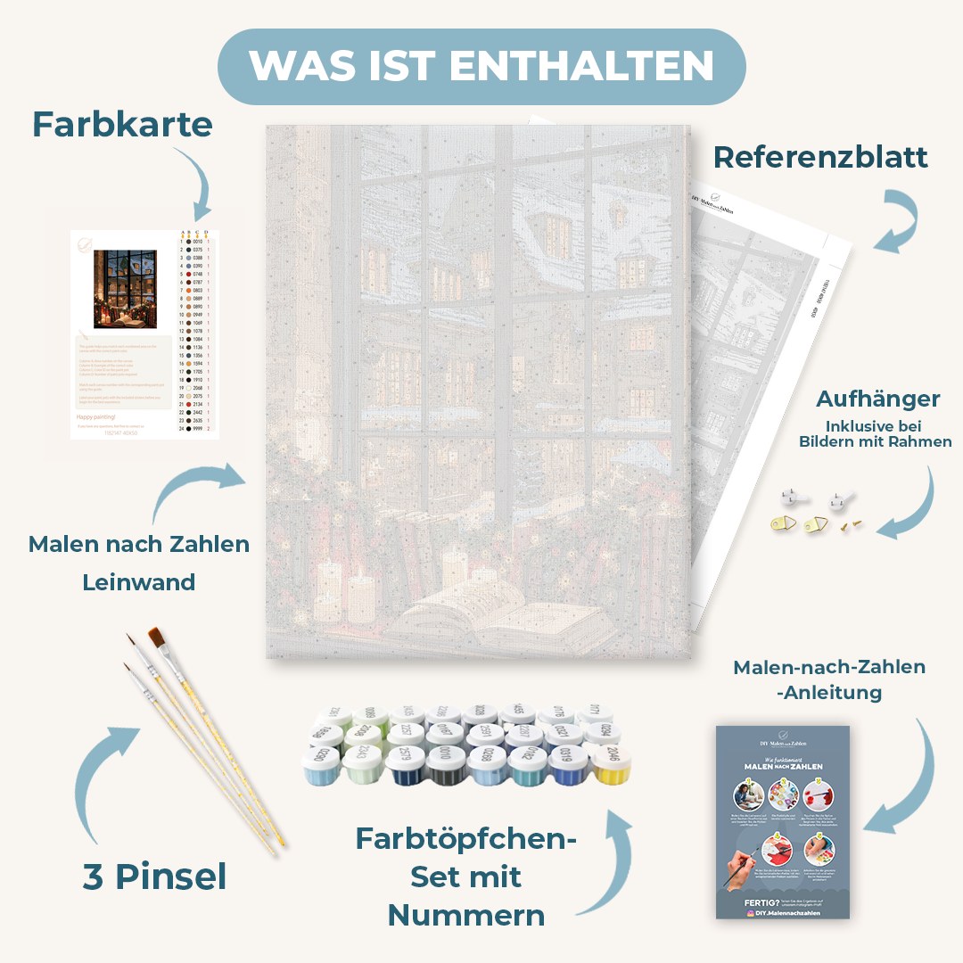 Malen nach Zahlen - Kerzenbeleuchtete Dorfecke