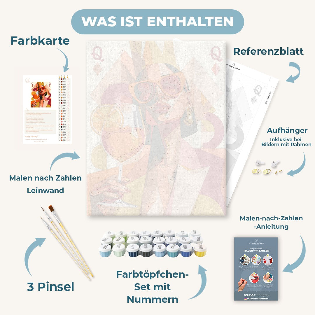 Malen nach Zahlen - Karo-Dame-Spritz