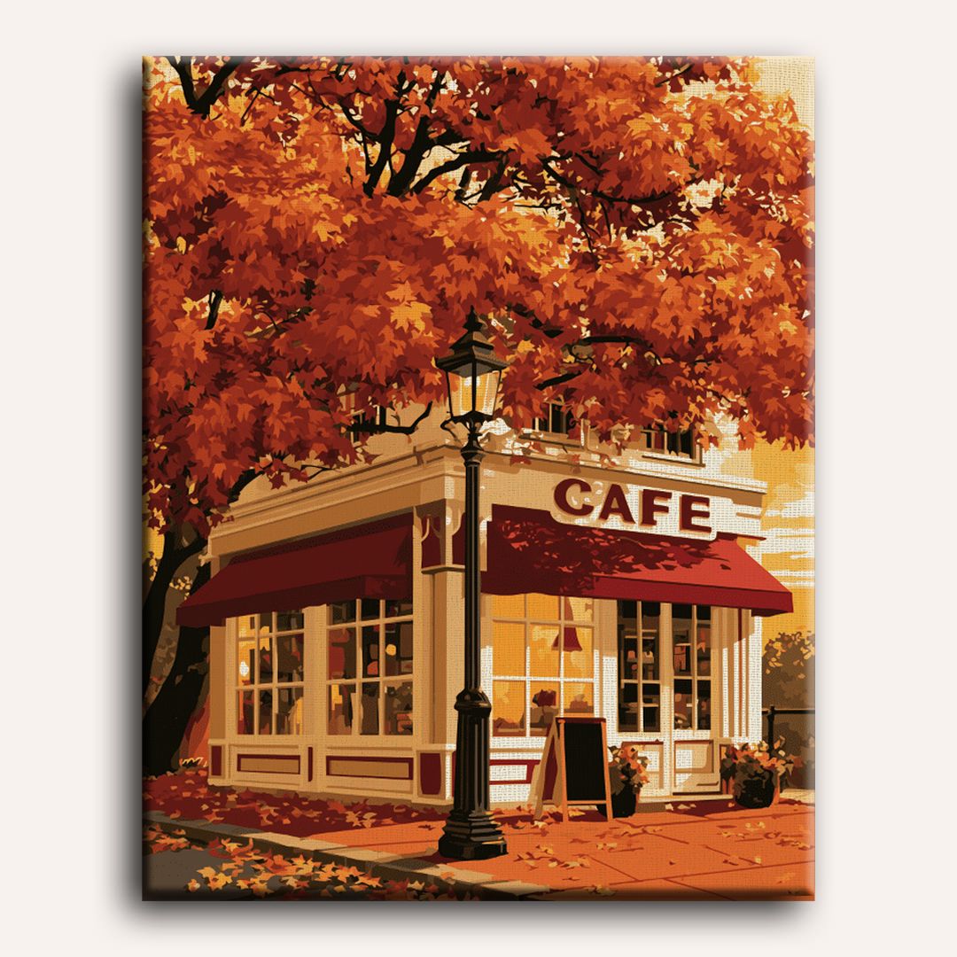 Malen nach Zahlen - Herbstliche Café-Ecke